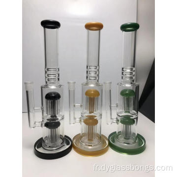 Bongs en verre avec double chambre et deux percolateurs